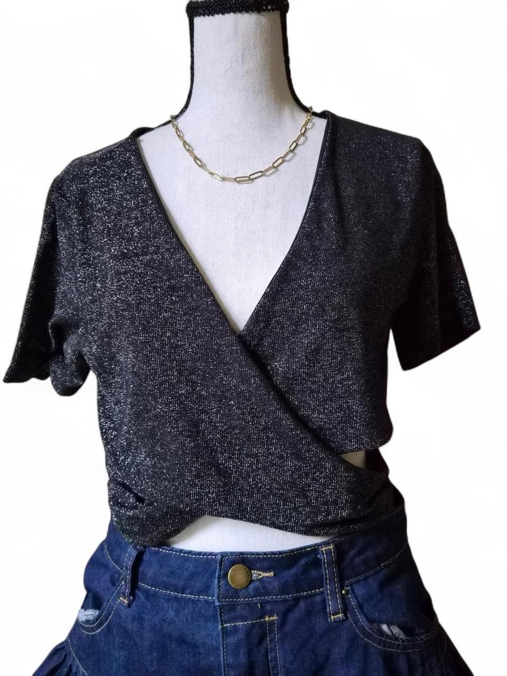 Divided Glittery Sparkle Wrap Crop Large